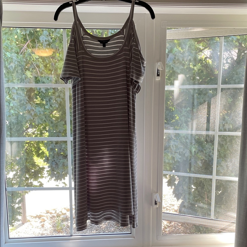 Lucky Brand Gray Striped Mini Dress
